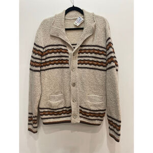 Vtg Caldwell Virgin Wool Knit Sweater Collar Cardigan Knit-Rite 60s Size XL Men